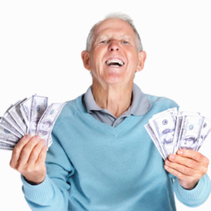 Senior showing his cash from the sale of his structured settlement