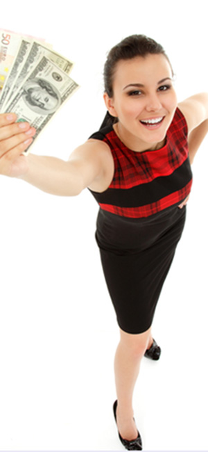 Woman wholing cash from a Structured Settlement Cash-Out.